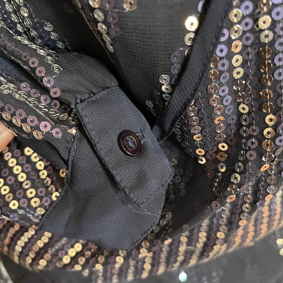 WAYF Blue Sequin Mesh Blouse Size S - Picture 4 of 5